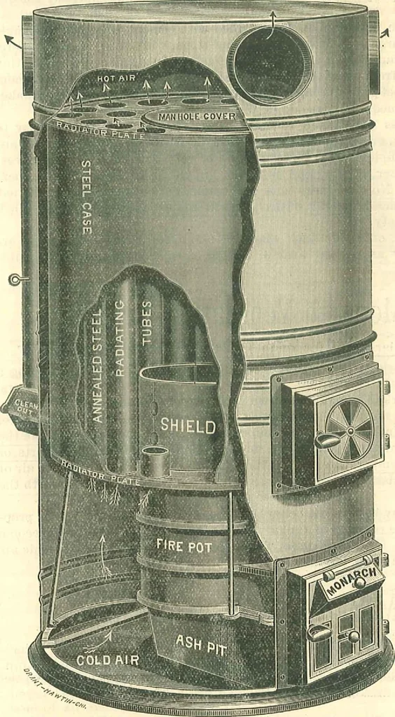 An illustration from Warming and ventilating for public buildings, schools, halls, stores, dwellings, etc., 1887, leaf 26