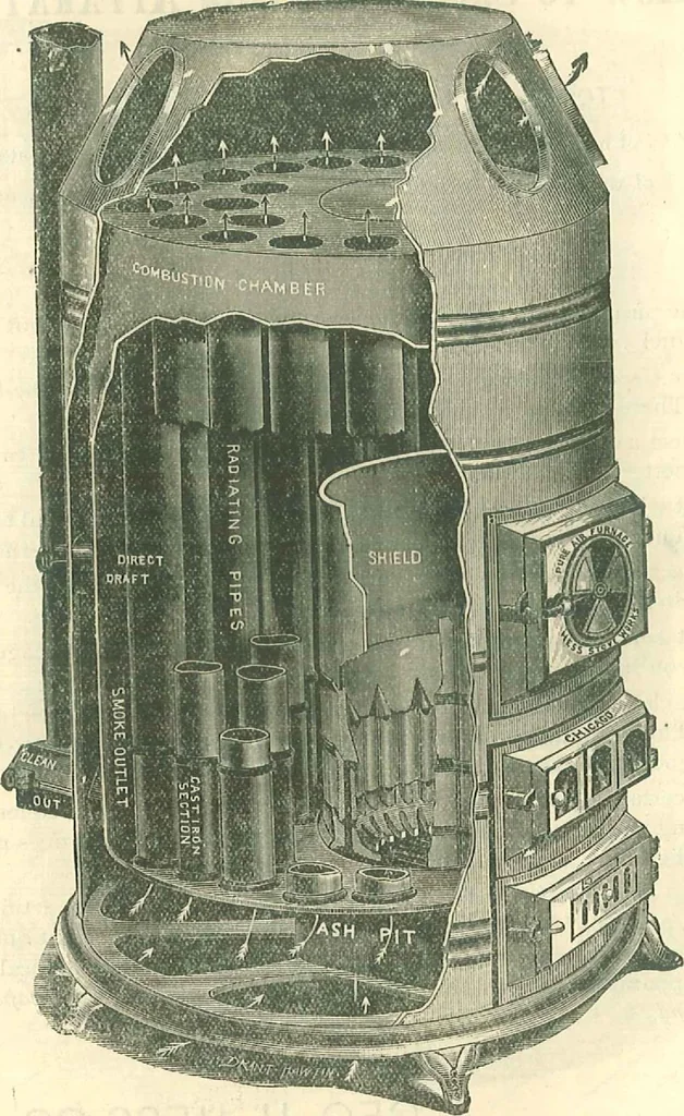 An illustration from Warming and ventilating for public buildings, schools, halls, stores, dwellings, etc., 1887, leaf 5