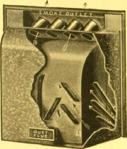 An illustration from Warming and ventilation for public buildings, schools, halls, stores, dwellings, etc., etc. : with a description of the Hess "pure air" furnaces, heaters, cooking stoves, ovens, fire-places; &c. : manufactured by the Hess Stove Works, Geo. H. Hess Co'y, proprietors ..., 1887, leaf 32