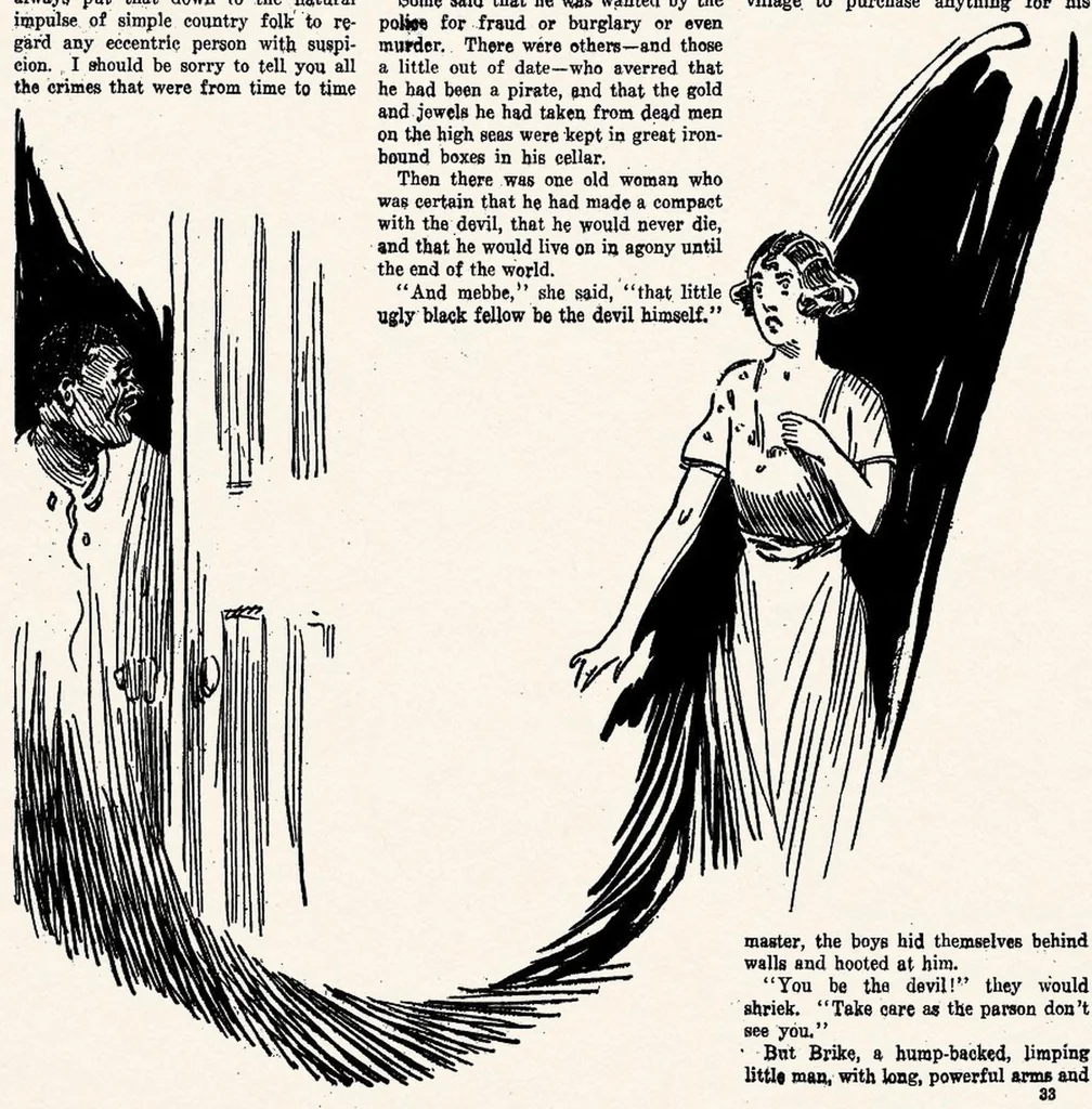 An illustration from Weird Tales, Vol. 2, No. 1 (July–August 1923), 1923, leaf 33
