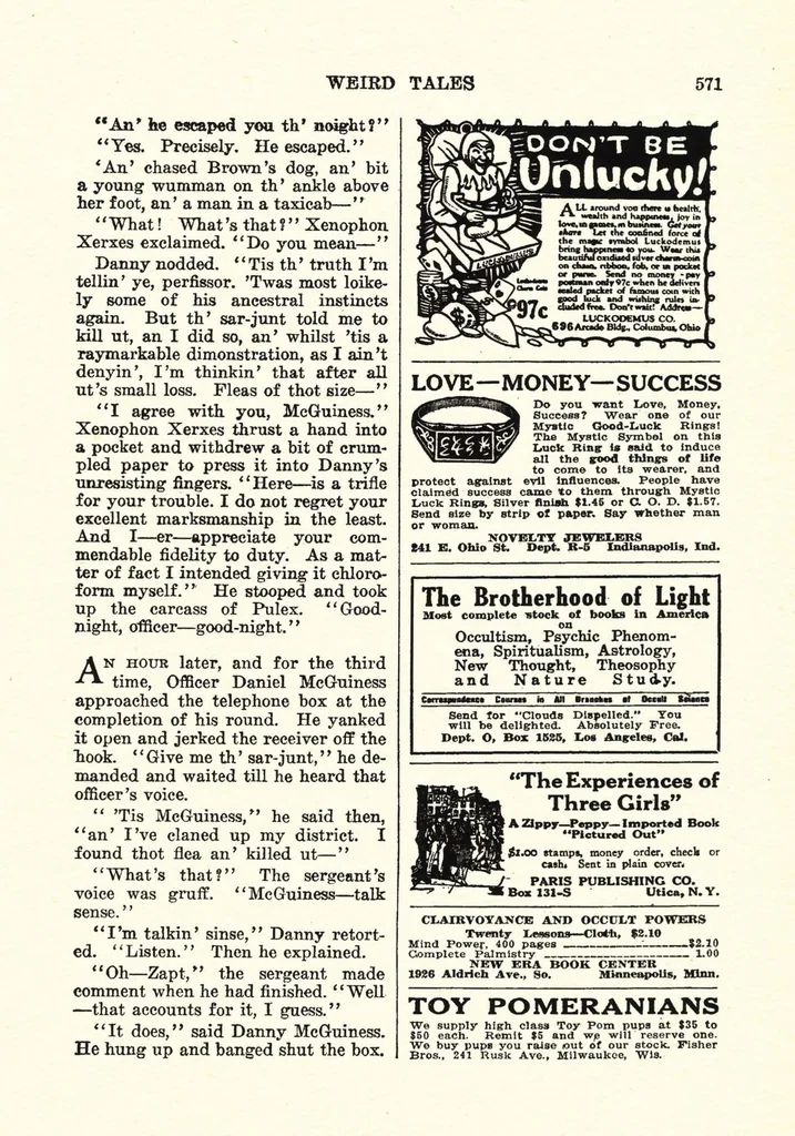 An illustration from Weird Tales, Vol. 6, No. 4 (October 1925), 1925, leaf 139