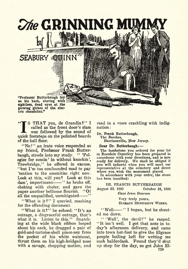 An illustration from Weird Tales, Vol. 8, No. 6 (December 1926), 1926, leaf 19