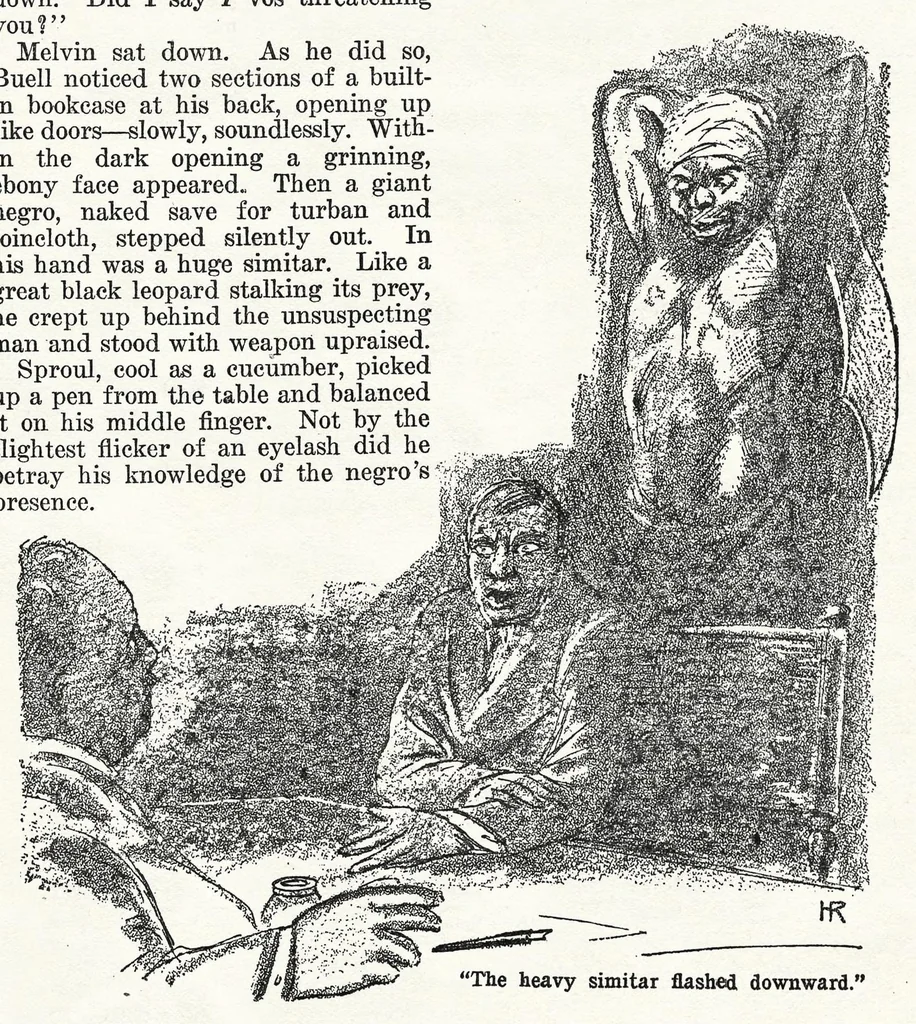 An illustration from Weird Tales v10 n02 [1927-08], 1927, leaf 22