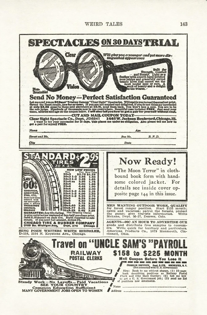 An illustration from Weird Tales, Vol. 11, No. 1 (January 1928), 1928, leaf 143