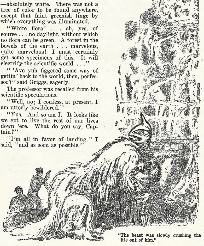 An illustration from Weird Tales v11 n05 [1928-05], 1928, leaf 16