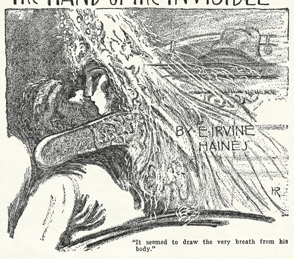 An illustration from Weird Tales v11 n05 [1928-05], 1928, leaf 36