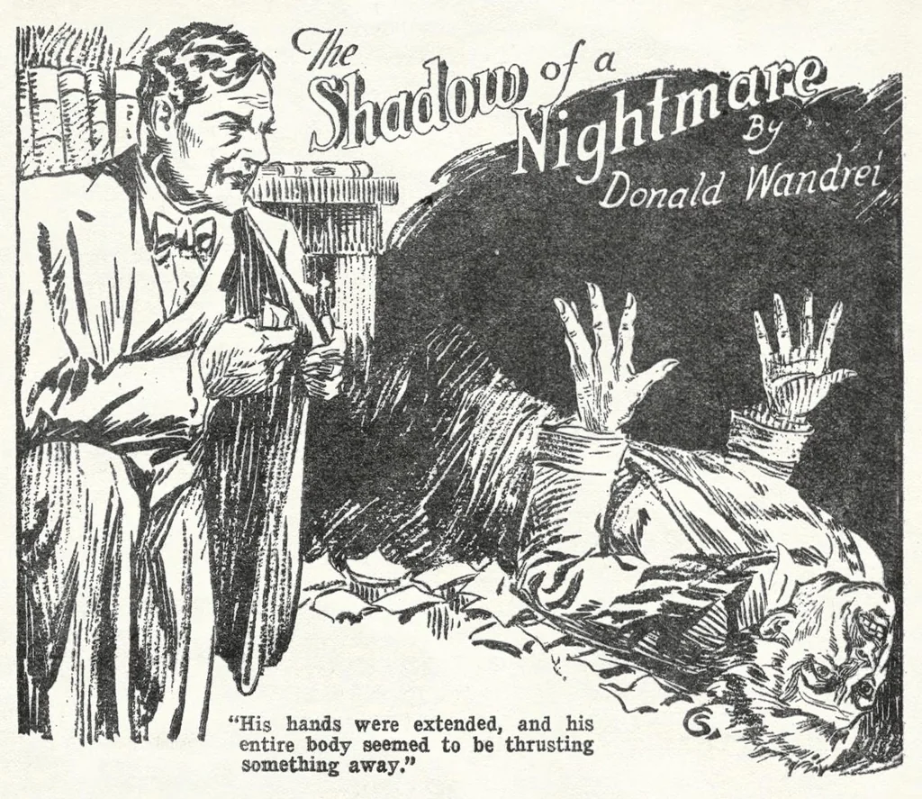 An illustration from Weird Tales v13 n05 [1929-05], 1929, leaf 44