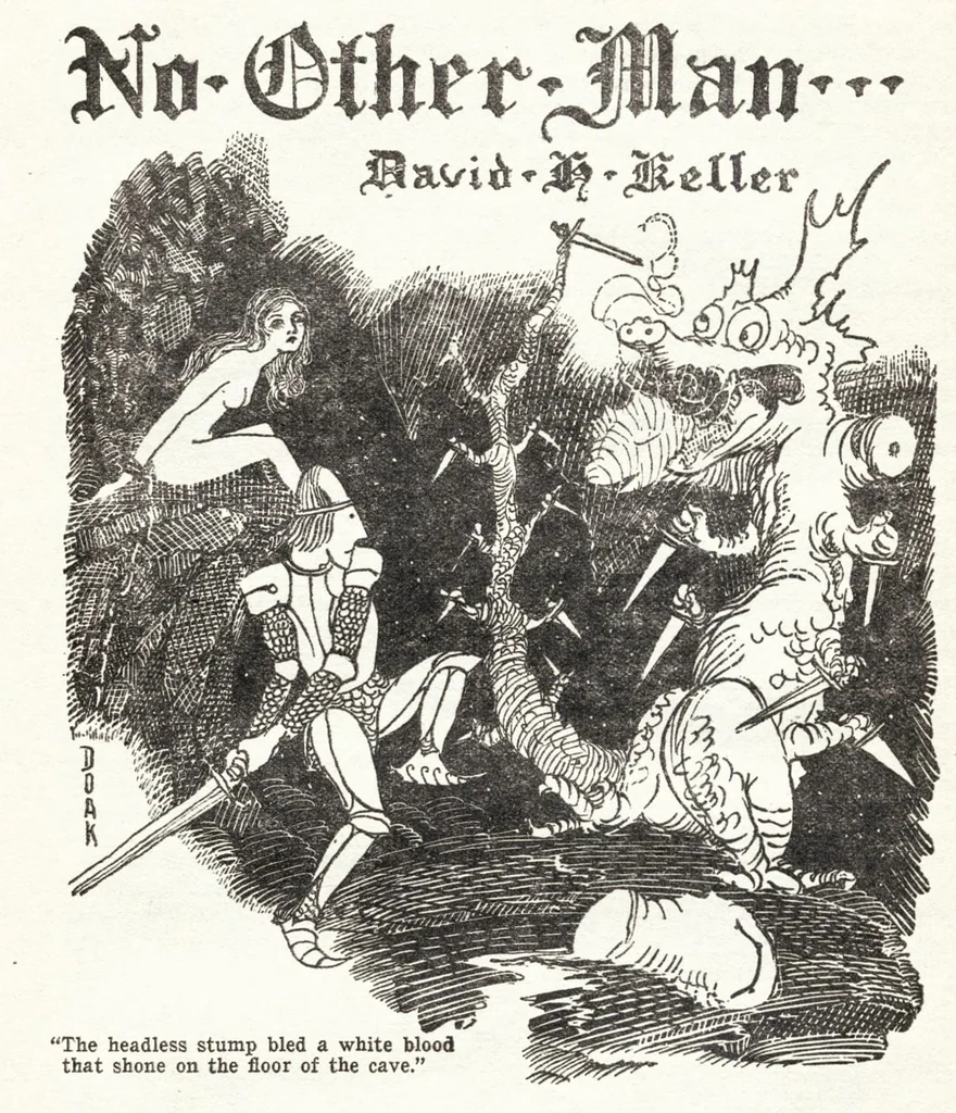 An illustration from Weird Tales, Vol. 14, No. 6 (December 1929), 1929, leaf 116