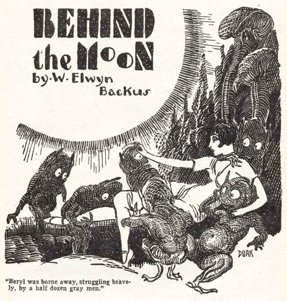 An illustration from Weird Tales, Vol. 14, No. 6 (December 1929), 1929, leaf 50