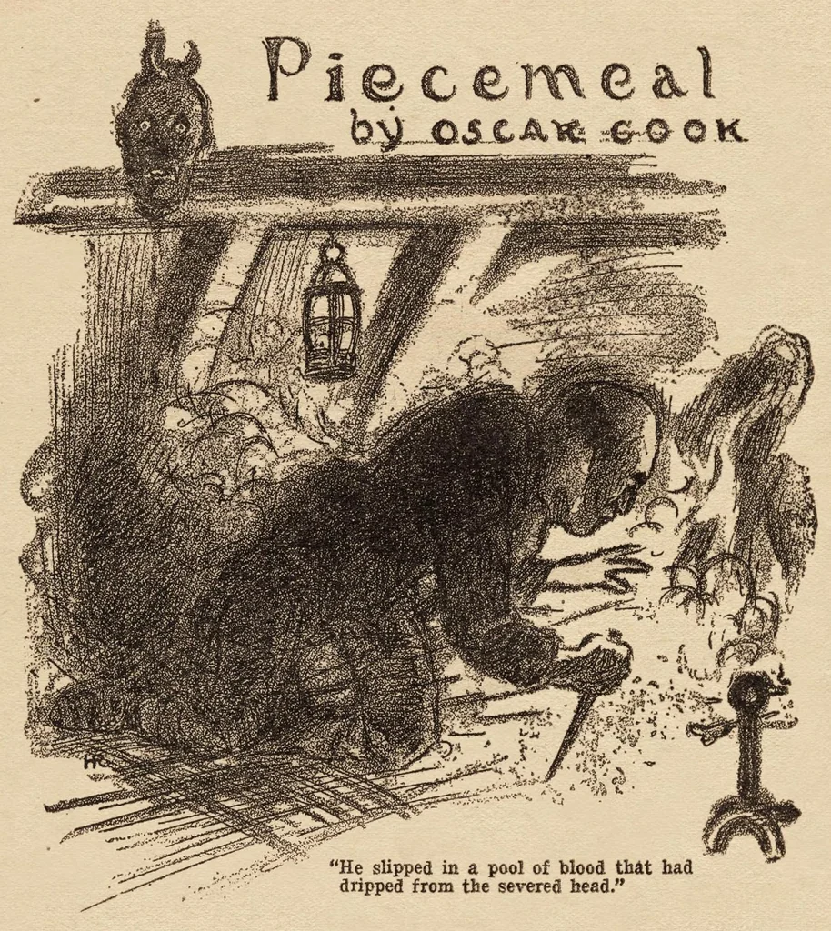 An illustration from Weird Tales, Vol. 15, No. 2 (February 1930), 1930, leaf 89