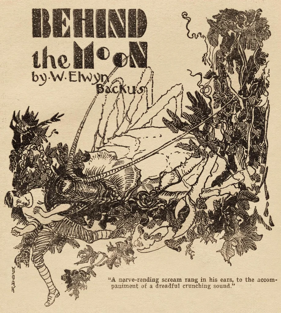 An illustration from Weird Tales, Vol. 15, No. 2 (February 1930), 1930, leaf 96