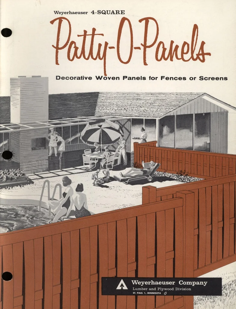 An illustration from Patty-o-panels: decorative woven panels for fences or screens, 1960, leaf 0