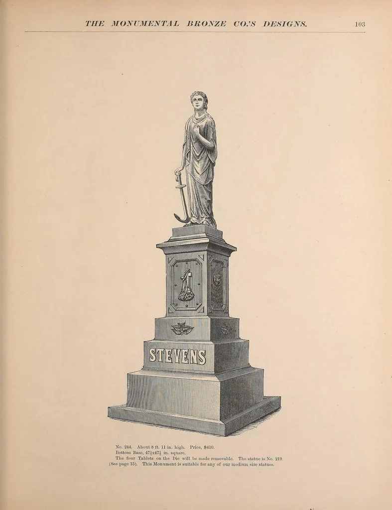 An illustration from White bronze monuments, statuary, portrait medallions, busts, statues, and ornamental art work : for cemeteries, public and private grounds and buildings, 1882, leaf 107