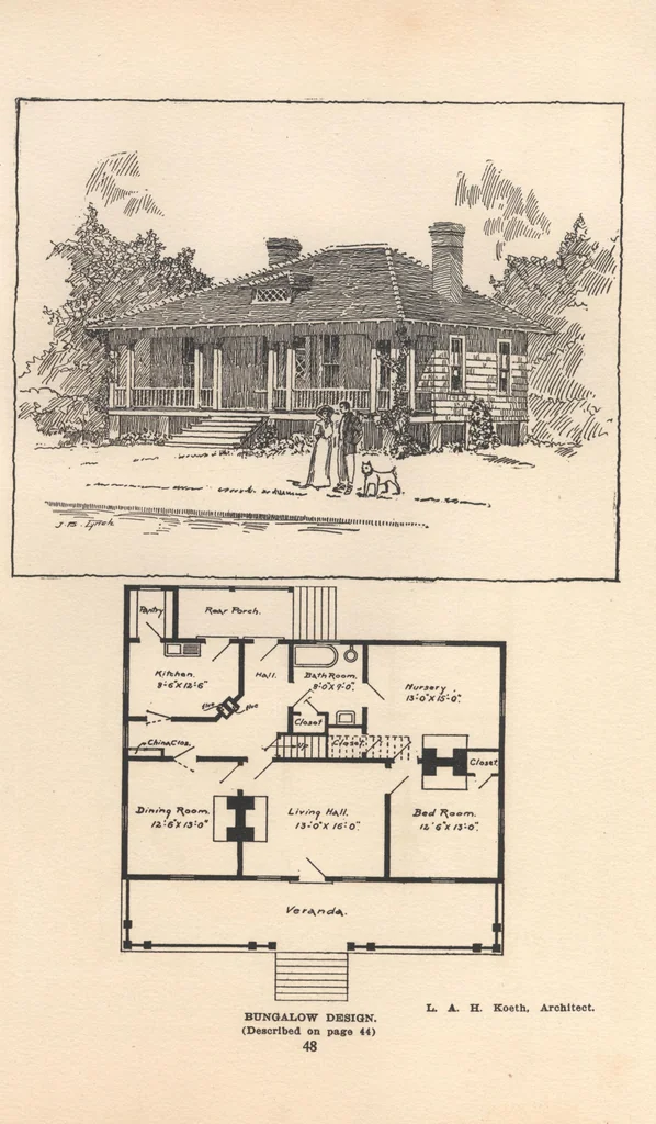 An illustration from Bungalows, camps and mountain houses, 1915, leaf 51