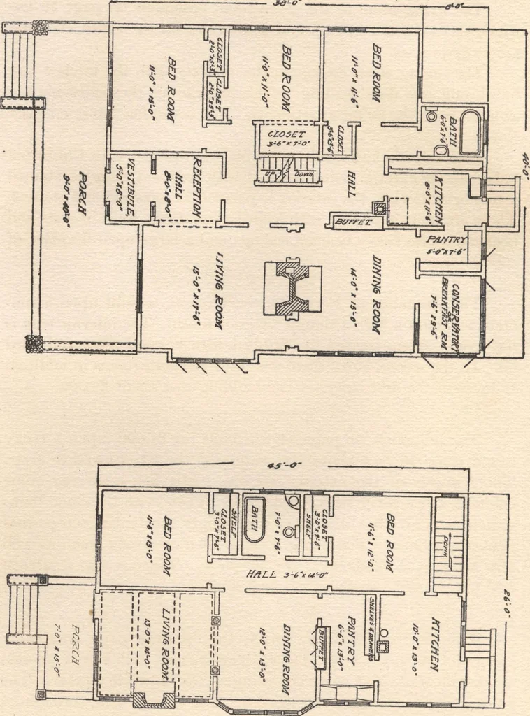An illustration from Bungalows, camps and mountain houses, 1915, leaf 57
