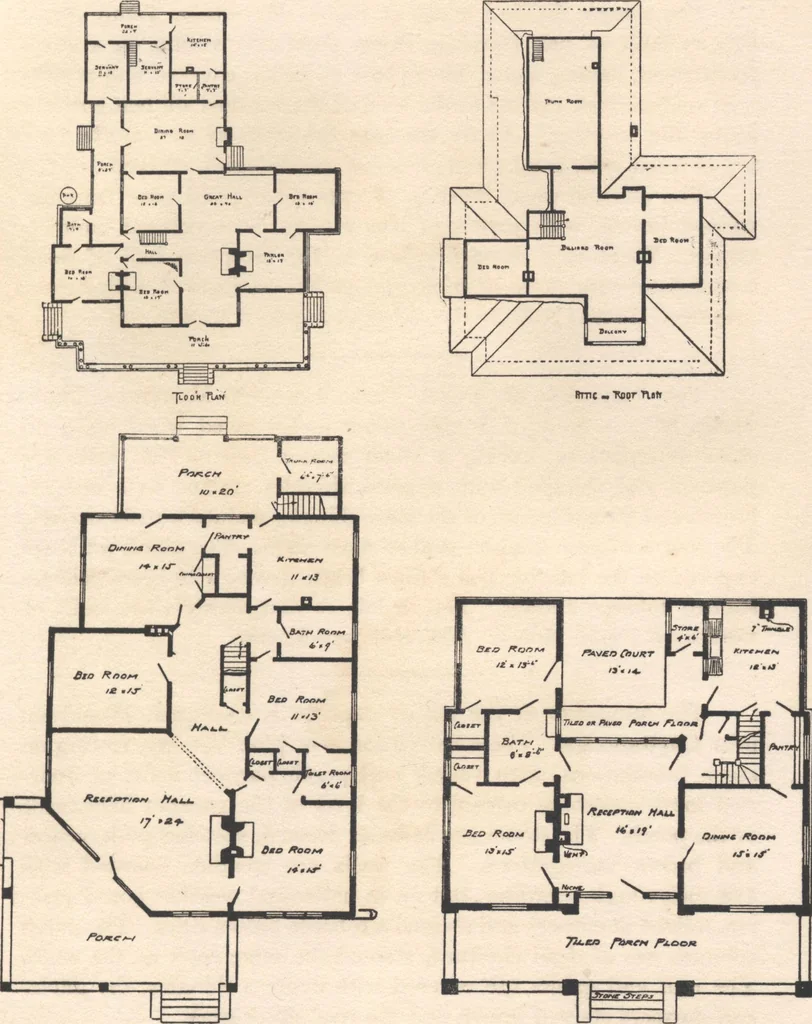 An illustration from Bungalows, camps and mountain houses, 1915, leaf 92