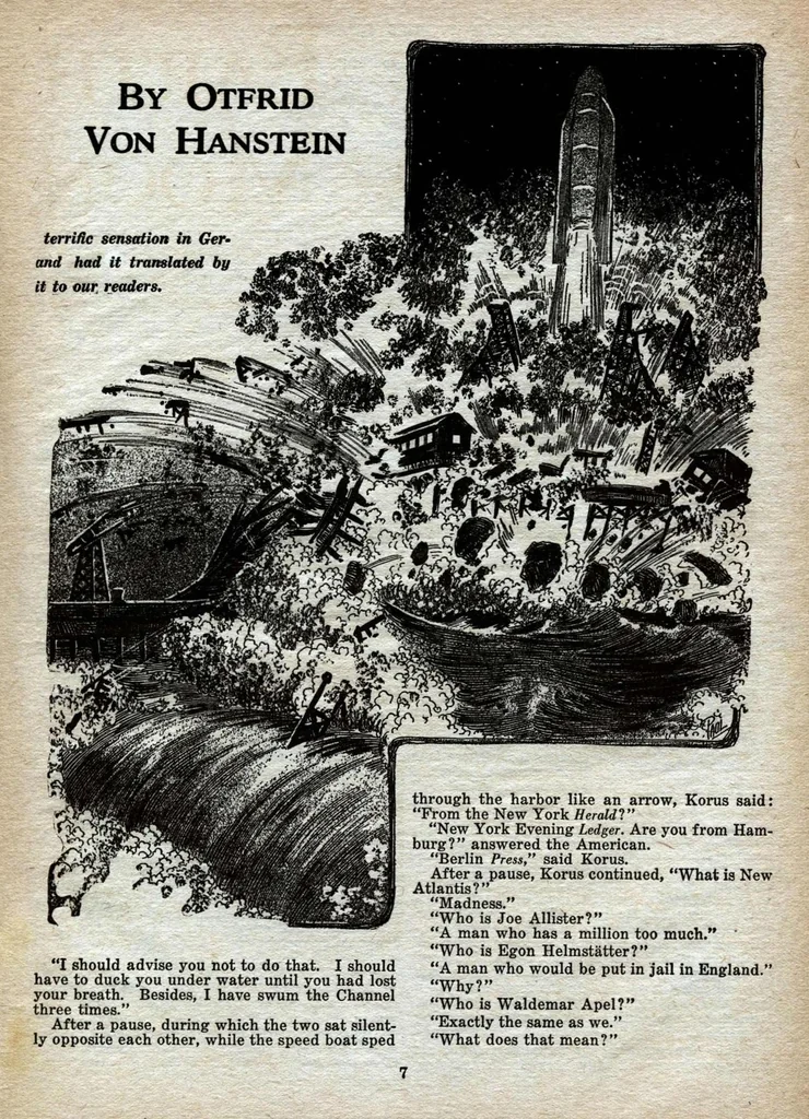 An illustration from Wonder Stories Quarterly, Vol. 2, No. 1 (Fall 1930), 1930, leaf 8