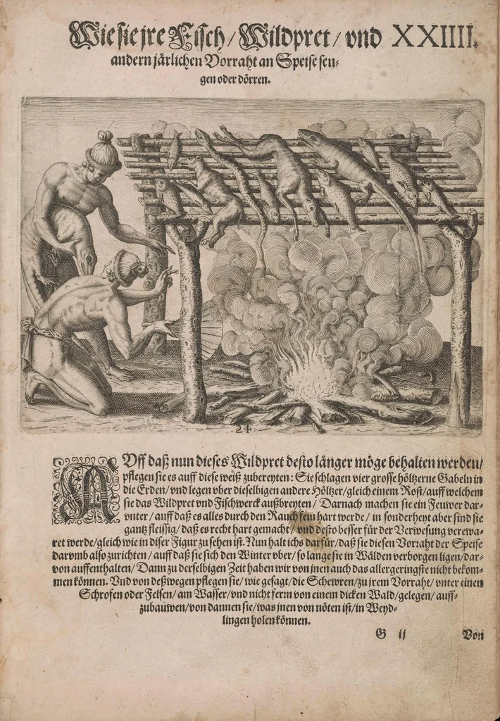 An illustration from Wunderbarliche, doch warhafftige Erklärung von der Gelegenheit vnd Sitten der Wilden in Virginia ..., 1590, leaf 223