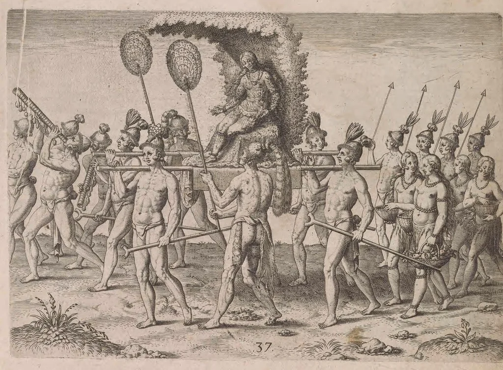 An illustration from Wunderbarliche, doch warhafftige Erklärung von der Gelegenheit vnd Sitten der Wilden in Virginia ..., 1590, leaf 247