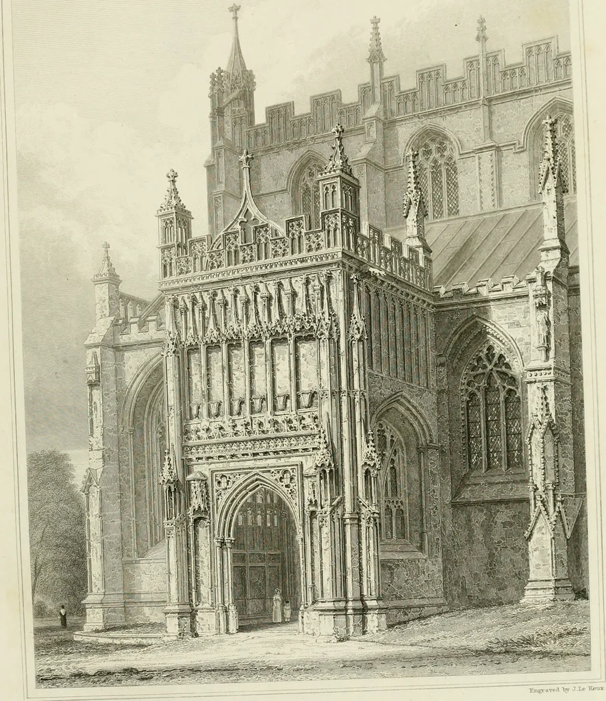 An illustration from The history and antiquities of the abbey and cathedral church of Gloucester : illustrated by a series of engravings of views, elevations, plans, and details of that edifice, with biographical anecdotes of eminent persons connected with the establishment, 1829, leaf 12