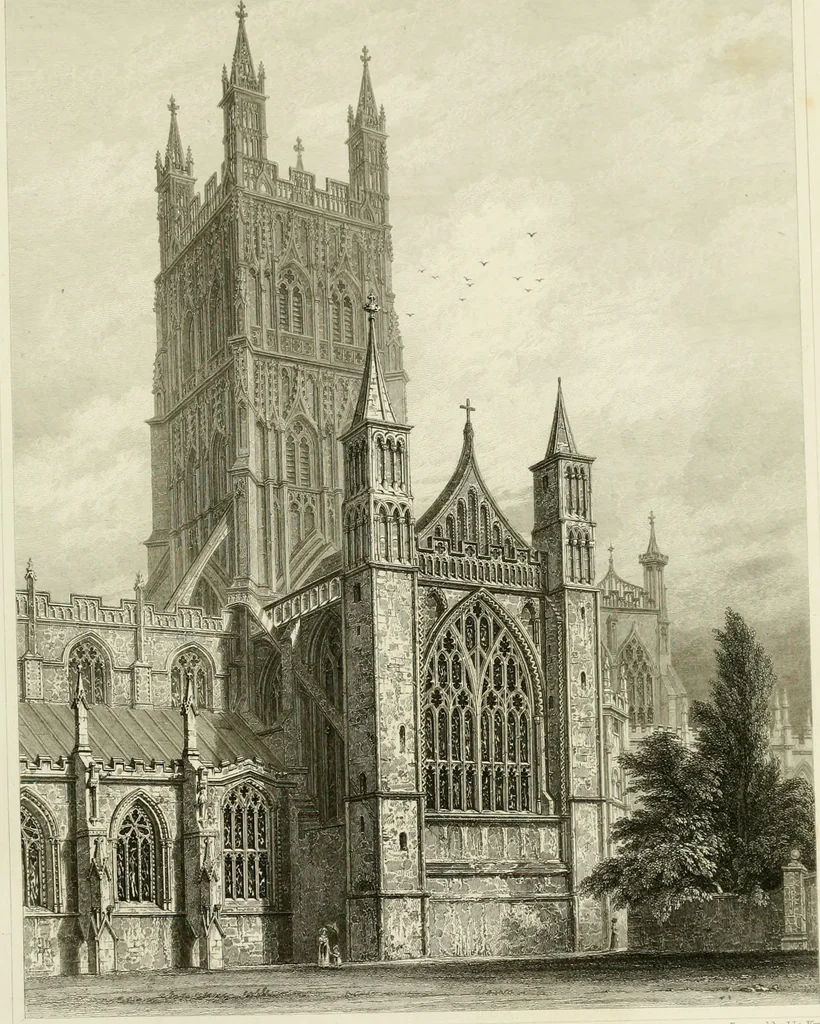 An illustration from The history and antiquities of the abbey and cathedral church of Gloucester : illustrated by a series of engravings of views, elevations, plans, and details of that edifice, with biographical anecdotes of eminent persons connected with the establishment, 1829, leaf 14