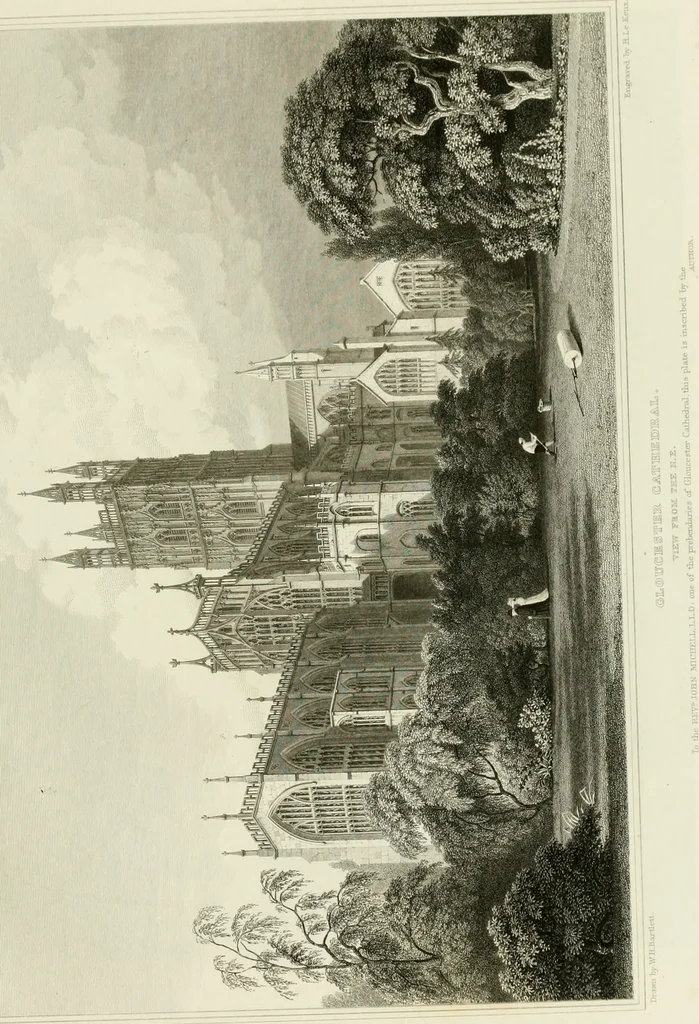 An illustration from The history and antiquities of the abbey and cathedral church of Gloucester : illustrated by a series of engravings of views, elevations, plans, and details of that edifice, with biographical anecdotes of eminent persons connected with the establishment, 1829, leaf 16