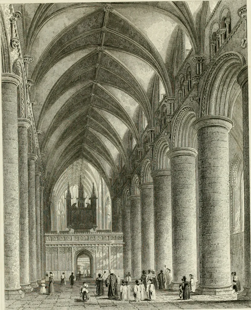 An illustration from The history and antiquities of the abbey and cathedral church of Gloucester : illustrated by a series of engravings of views, elevations, plans, and details of that edifice, with biographical anecdotes of eminent persons connected with the establishment, 1829, leaf 18