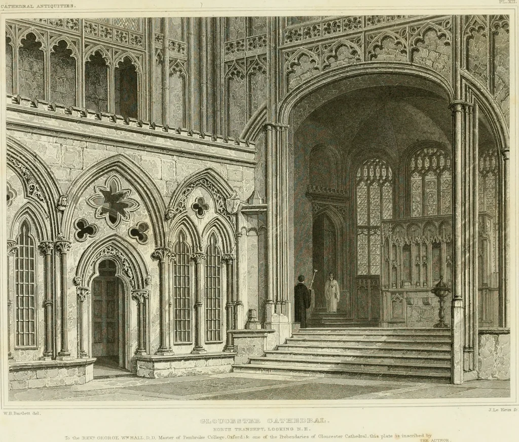 An illustration from The history and antiquities of the abbey and cathedral church of Gloucester : illustrated by a series of engravings of views, elevations, plans, and details of that edifice, with biographical anecdotes of eminent persons connected with the establishment, 1829, leaf 28