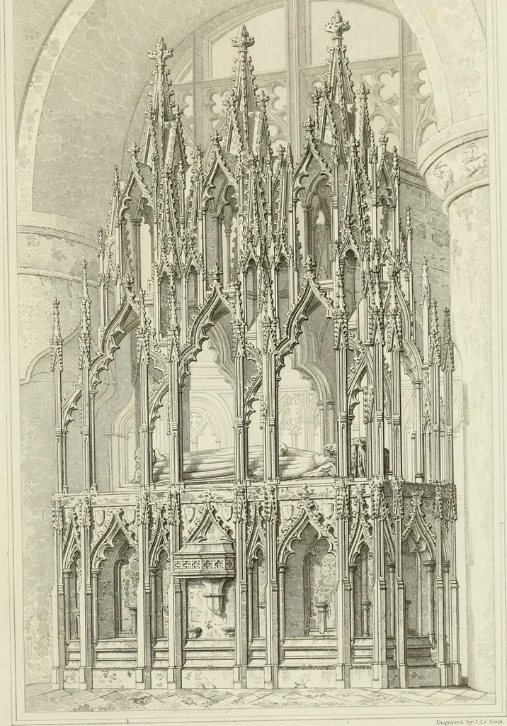 An illustration from The history and antiquities of the abbey and cathedral church of Gloucester : illustrated by a series of engravings of views, elevations, plans, and details of that edifice, with biographical anecdotes of eminent persons connected with the establishment, 1829, leaf 34