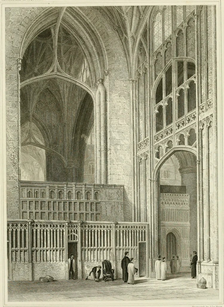An illustration from The history and antiquities of the abbey and cathedral church of Gloucester : illustrated by a series of engravings of views, elevations, plans, and details of that edifice, with biographical anecdotes of eminent persons connected with the establishment, 1829, leaf 42