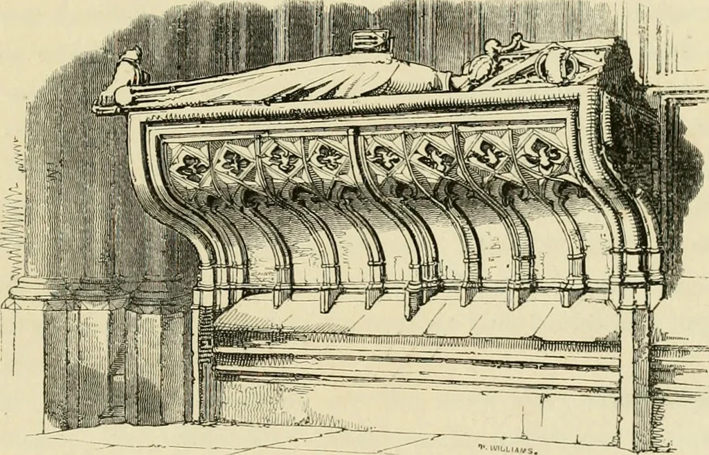 An illustration from The history and antiquities of the abbey and cathedral church of Gloucester : illustrated by a series of engravings of views, elevations, plans, and details of that edifice, with biographical anecdotes of eminent persons connected with the establishment, 1829, leaf 50