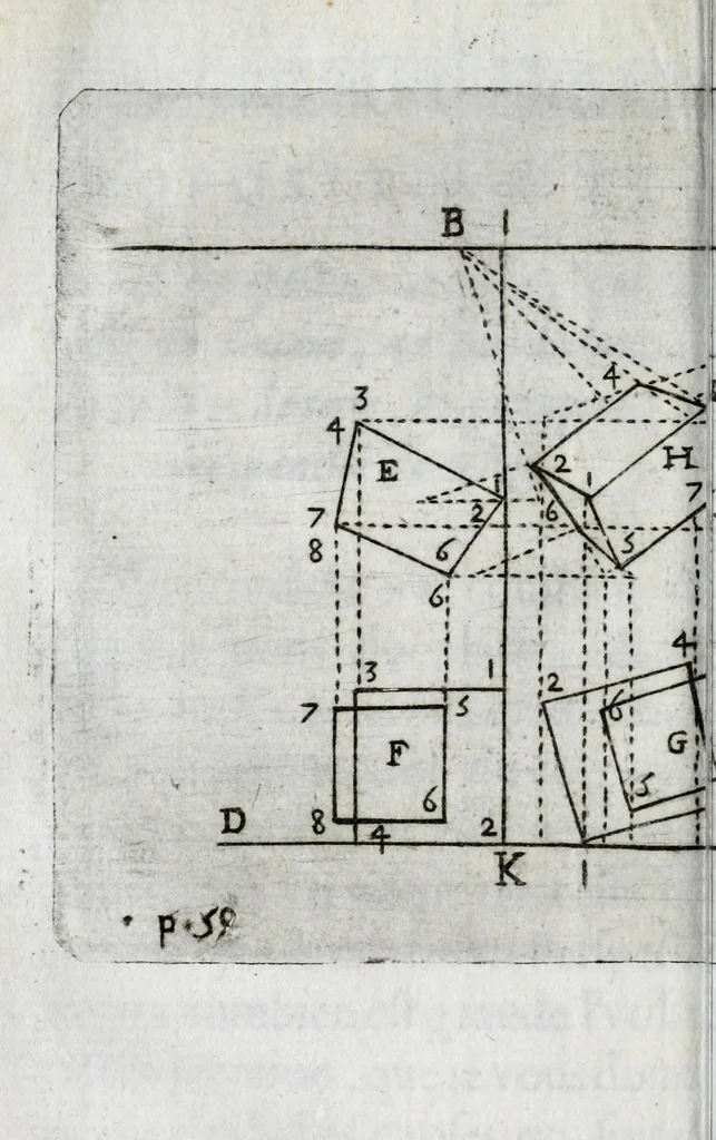 An illustration from Abbreviations des plus difficiles operations de perspective pratique : soulagement tres-grand aux curieux de cét art, principalement aux vrais peintres, qui operent auec connoissance de raison, 1644, leaf 90