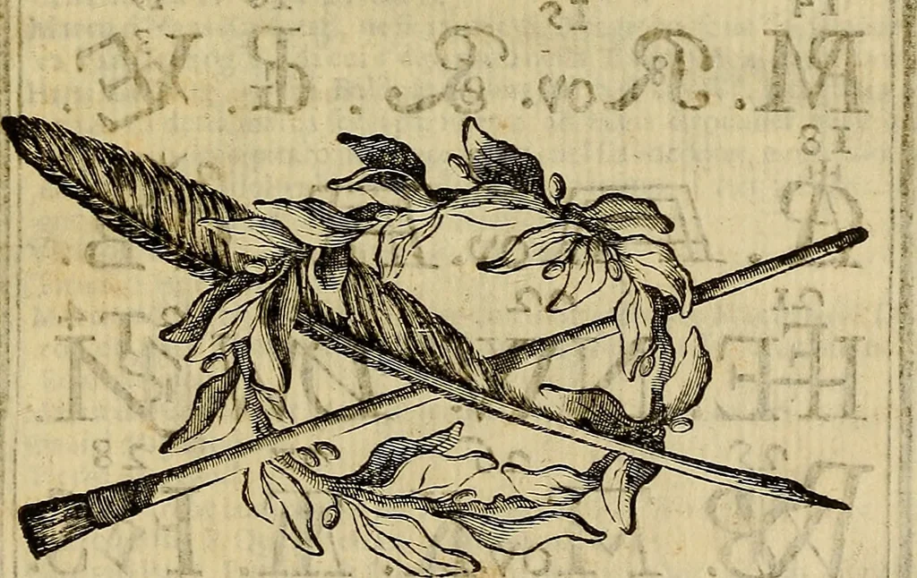 An illustration from Abcedario pittorico : nel quale compendiosamente sono descritte le patrie, i maestri, ed i tempi, ne' quali fiorirono circa quattro mila professori di pittura, di scultura, e d'architettura : diviso in tre parti ..., 1704, leaf 414