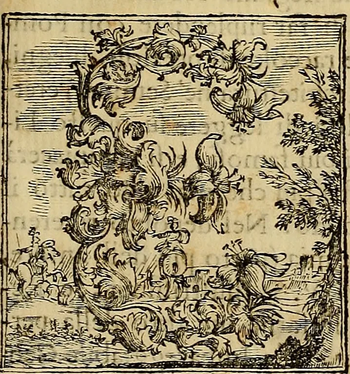 An illustration from Abcedario pittorico : nel quale compendiosamente sono descritte le patrie, i maestri, ed i tempi, ne' quali fiorirono circa quattro mila professori di pittura, di scultura, e d'architettura : diviso in tre parti ..., 1704, leaf 6
