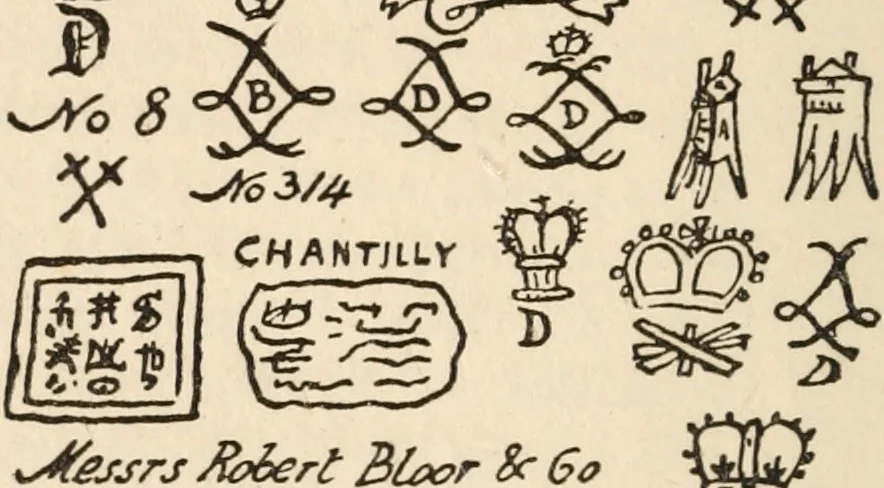 An illustration from The ABC of collecting old English china, giving short history of the English factories, and showing how to apply tests for unmarked china before 1800, 1908, leaf 107
