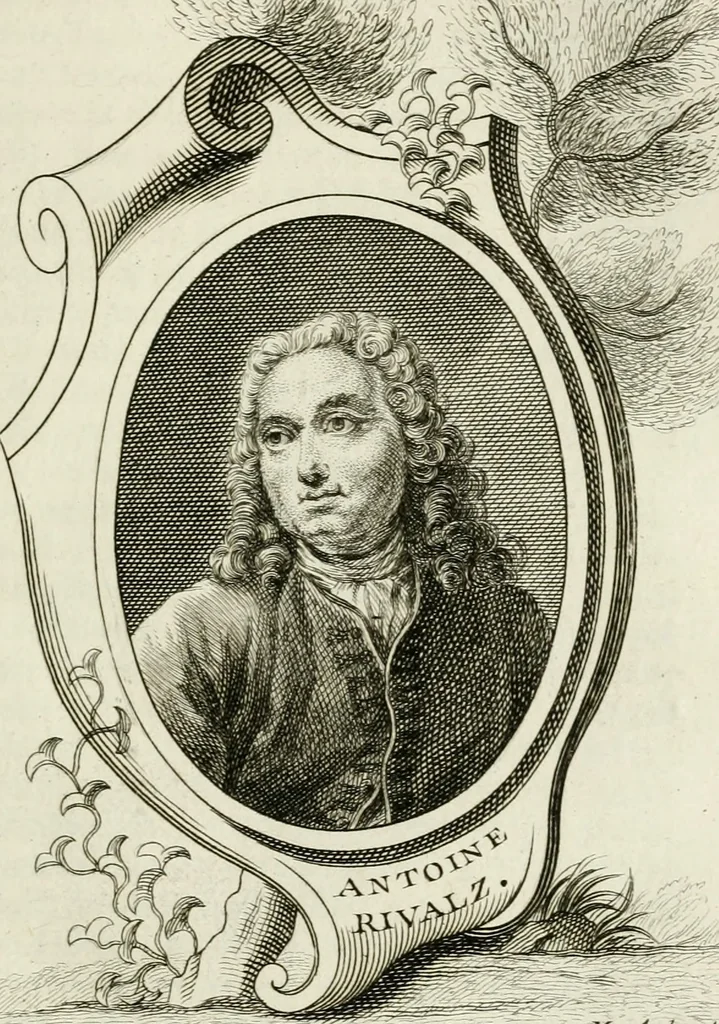 An illustration from Abrégé de la vie des plus fameux peintres, avec leurs portraits gravés en taille-douce, les indications de leurs principaux ouvrages, quelques réflexions sur leurs caractères, et la maniere de connoître les desseins et les tableaux des grands maîtres, 1762, leaf 466