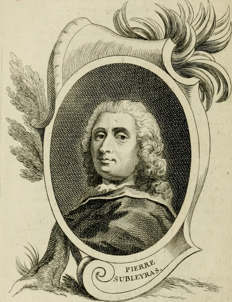 An illustration from Abrégé de la vie des plus fameux peintres, avec leurs portraits gravés en taille-douce, les indications de leurs principaux ouvrages, quelques réflexions sur leurs caractères, et la maniere de connoître les desseins et les tableaux des grands maîtres, 1762, leaf 587
