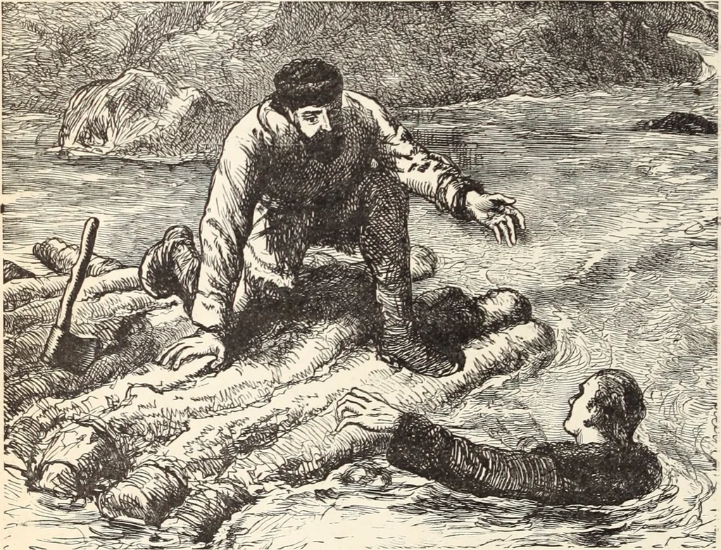 An illustration from Aboard the Mavis : it is told in this book how five boys and five girls cruise in the schooner "Mavis" about the east end of Long Island, and how, in, 1880, leaf 163