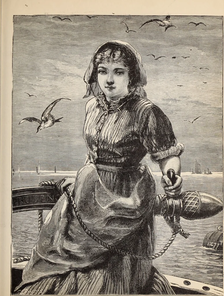 An illustration from Aboard the Mavis : it is told in this book how five boys and five girls cruise in the schooner "Mavis" about the east end of Long Island, and how, in, 1880, leaf 184
