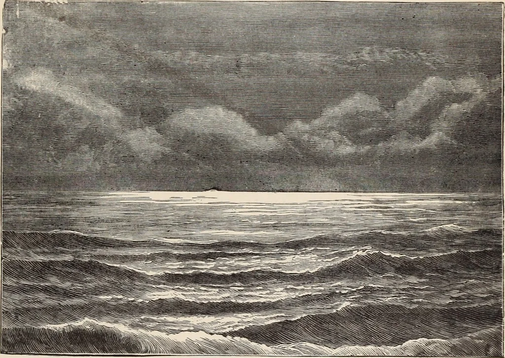An illustration from Aboard the Mavis : it is told in this book how five boys and five girls cruise in the schooner "Mavis" about the east end of Long Island, and how, in, 1880, leaf 196