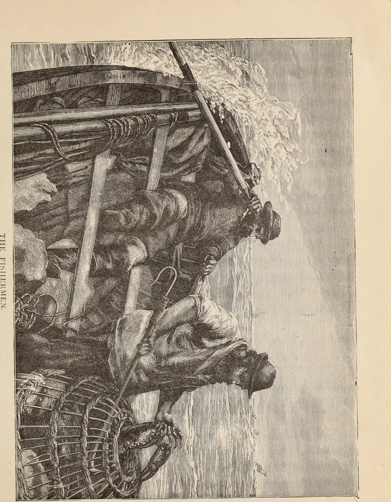 An illustration from Aboard the Mavis : it is told in this book how five boys and five girls cruise in the schooner "Mavis" about the east end of Long Island, and how, in, 1880, leaf 38