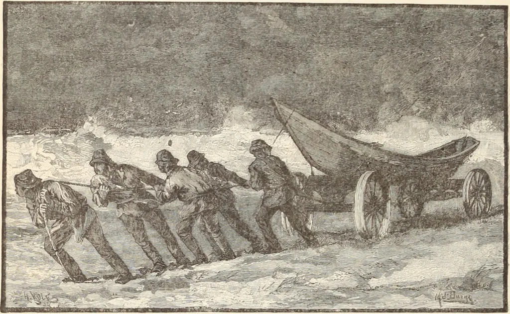 An illustration from Aboard the Mavis : it is told in this book how five boys and five girls cruise in the schooner "Mavis" about the east end of Long Island, and how, in, 1880, leaf 41