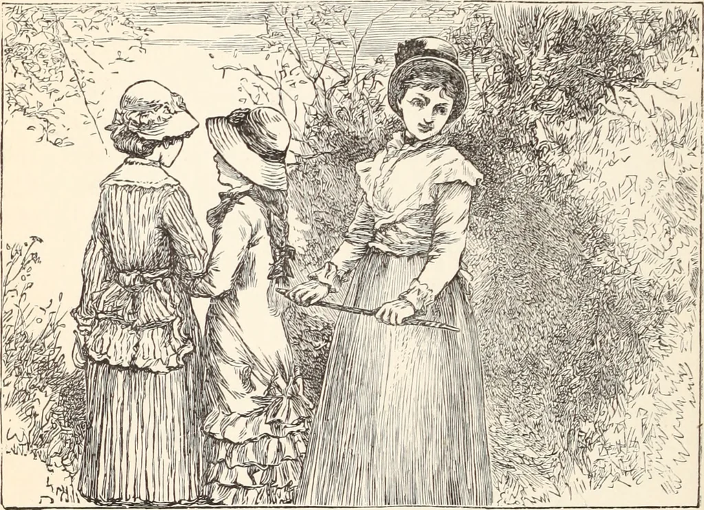 An illustration from Aboard the Mavis : it is told in this book how five boys and five girls cruise in the schooner "Mavis" about the east end of Long Island, and how, in, 1880, leaf 51