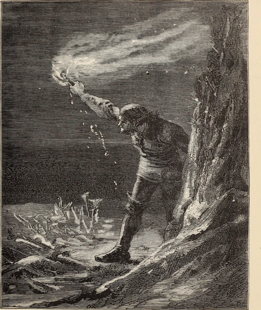 An illustration from Aboard the Mavis : it is told in this book how five boys and five girls cruise in the schooner "Mavis" about the east end of Long Island, and how, in, 1880, leaf 86