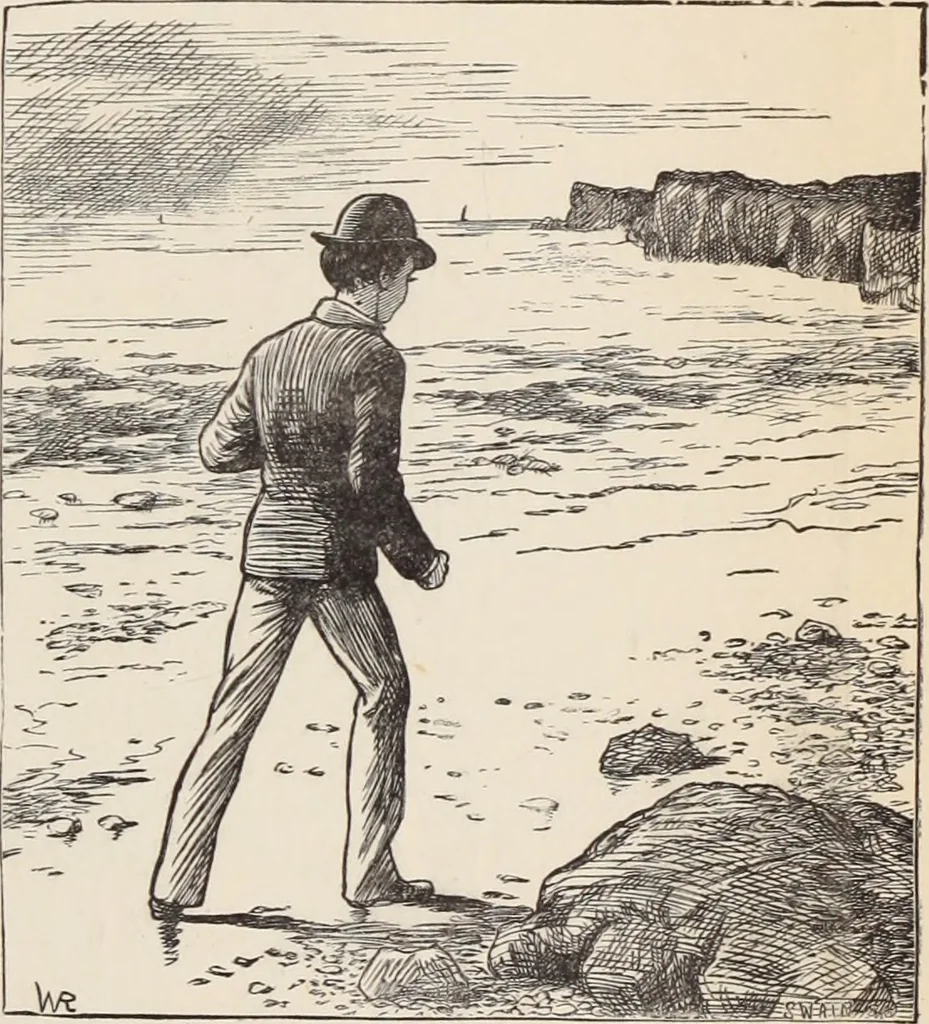 An illustration from Aboard the Mavis : it is told in this book how five boys and five girls cruise in the schooner "Mavis" about the east end of Long Island, and how, in, 1880, leaf 92