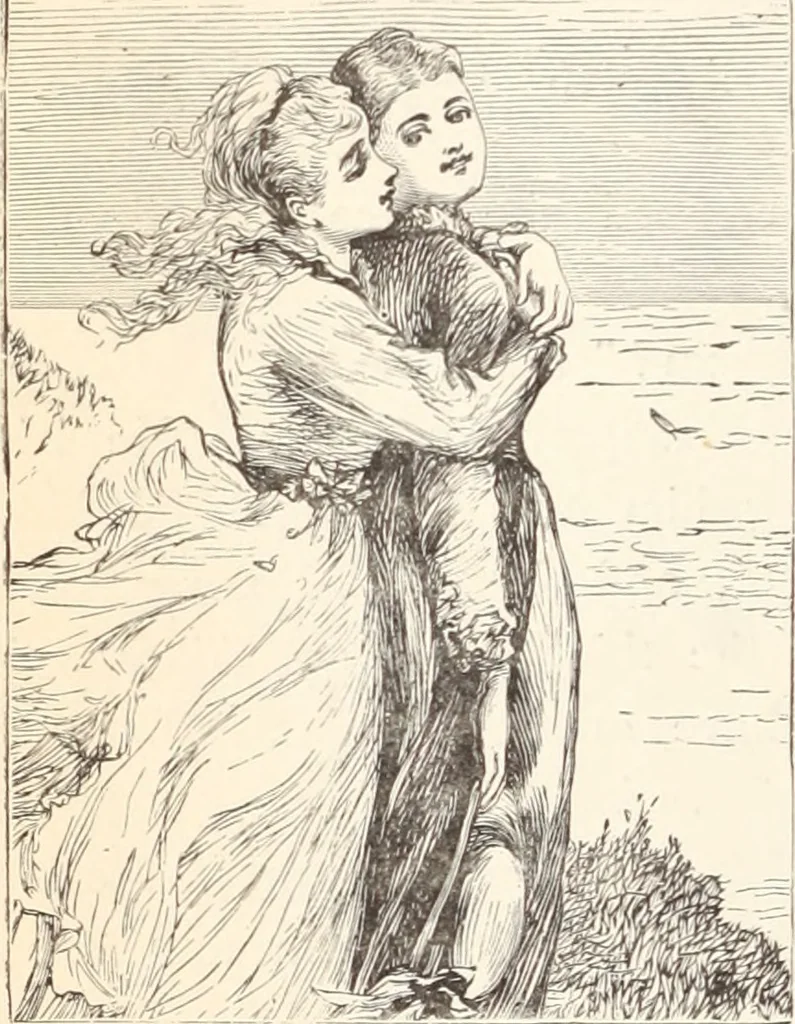 An illustration from Aboard the Mavis : it is told in this book how five boys and five girls cruise in the schooner "Mavis" about the east end of Long Island, and how, in, 1880, leaf 95