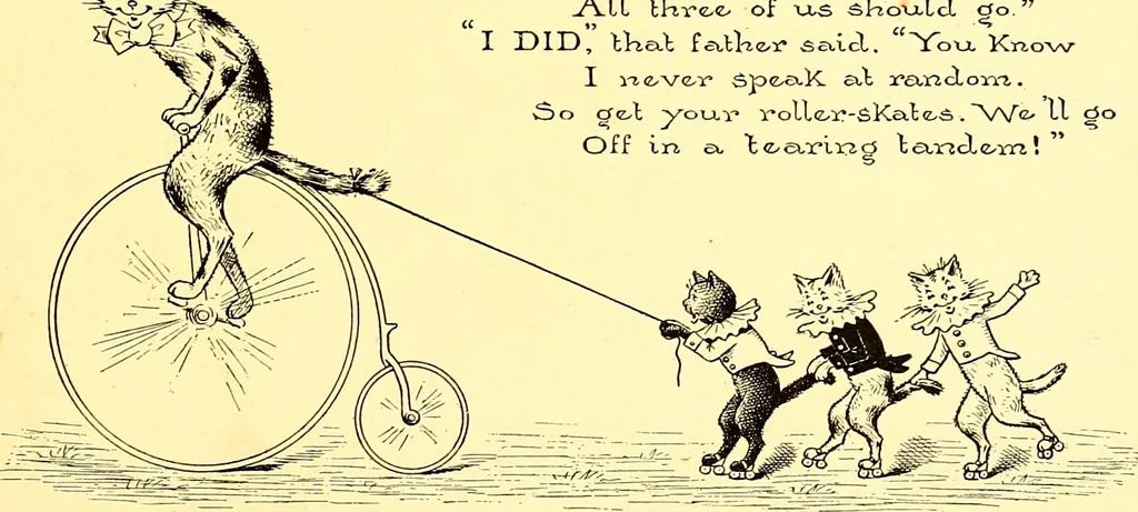 An illustration from [A book of cheerful cats and other animated animals, 1892, leaf 20