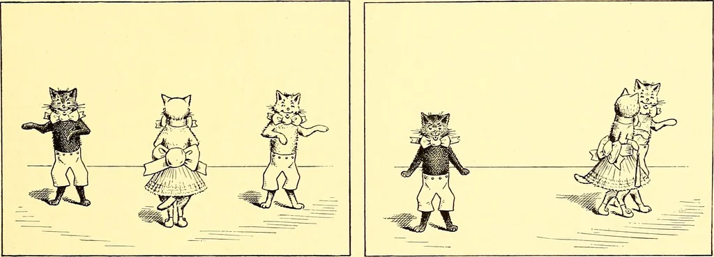 An illustration from [A book of cheerful cats and other animated animals, 1892, leaf 28
