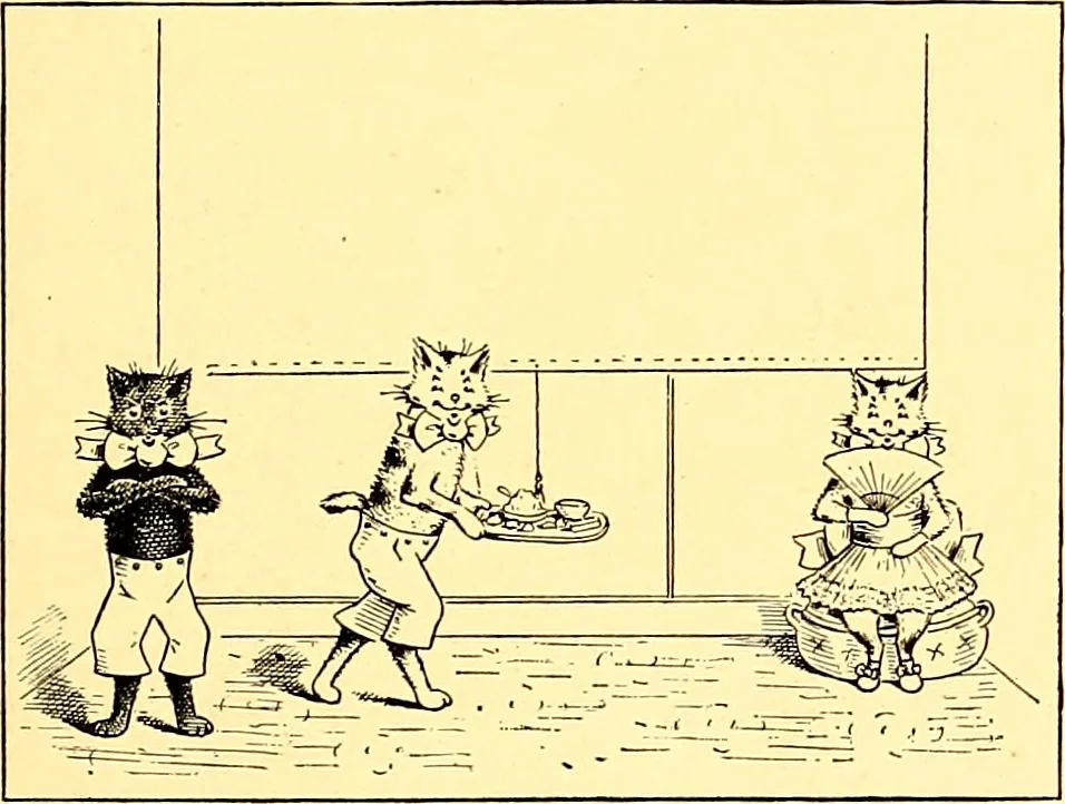 An illustration from [A book of cheerful cats and other animated animals, 1892, leaf 30