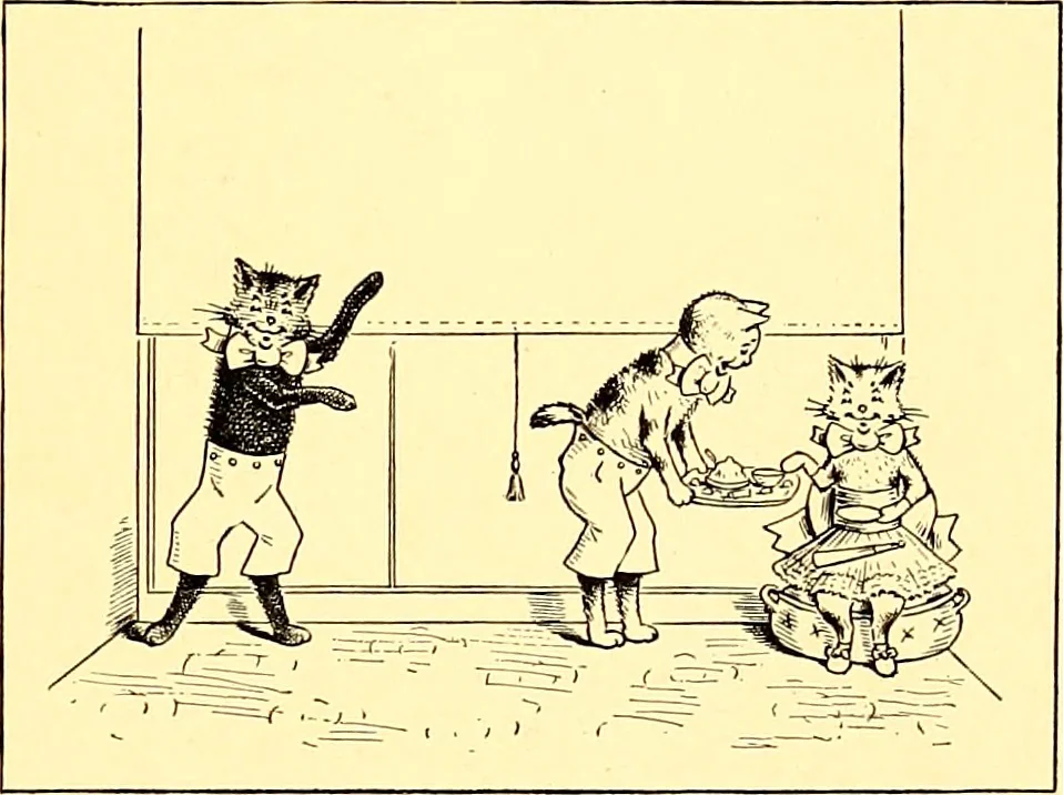An illustration from [A book of cheerful cats and other animated animals, 1892, leaf 30